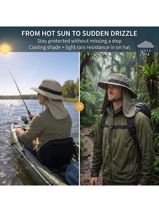 Cooling Sun Hat with Neck Flap, UPF 50+ Wide Brim UV Protection for Hot Days main image 8